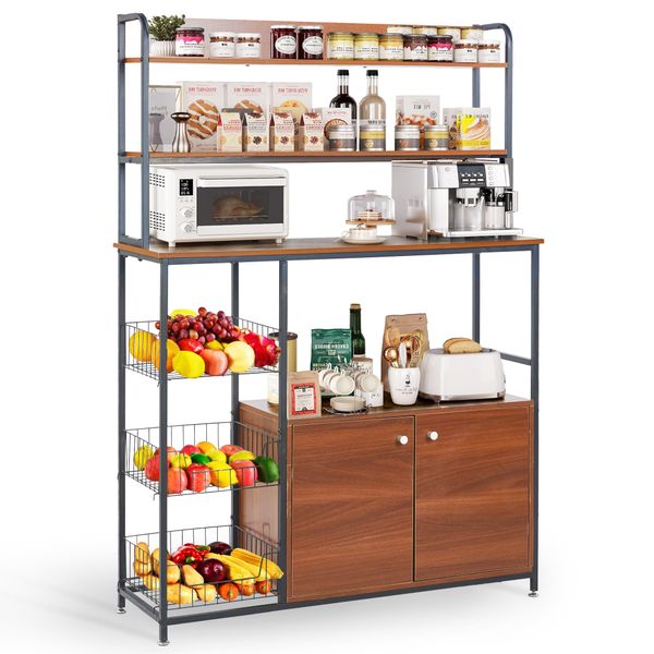 Storage Shelf Cabinet Bakers Rack Fruit Basket Microwave Oven Stand
