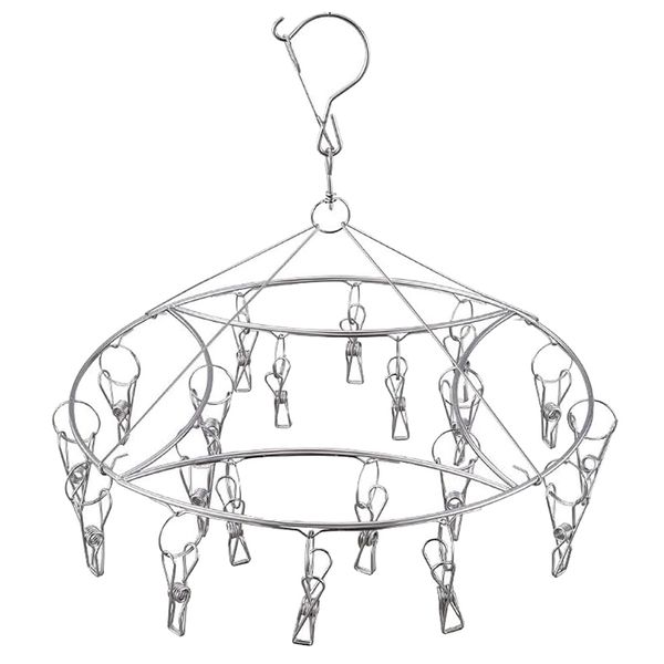 Home Stainless Steel Round Laundry Hanging Drying Rack 41 Clips - 34cm