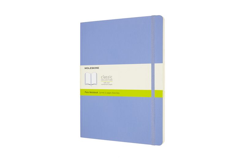 Moleskine Classic Notebook, Extra Large, Plain, Hydrangea Blue, Soft Cover (7.5 X 9.75)