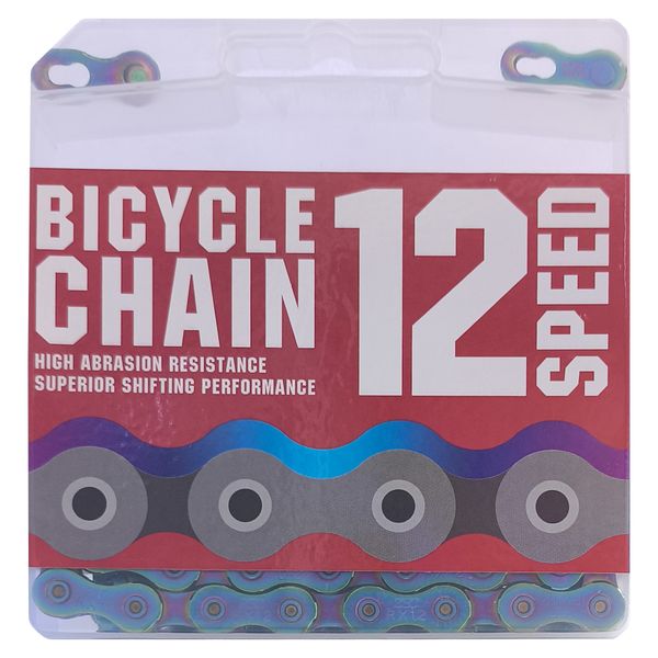 Fluir 12 Speed Bicycle Chain Rainbow Blue Electroplated 126L