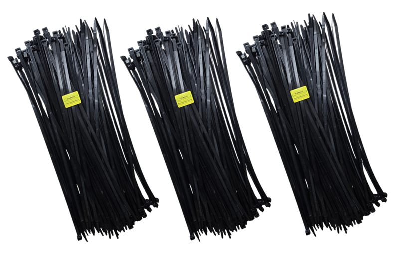 Camco (Pack of 3) Cable Ties 500mm x 7.8mm (100 Pieces) - Black(EXTRA WIDE)