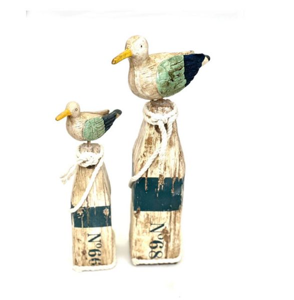 Nautical Seagulls Standing on Pole - Set of 2