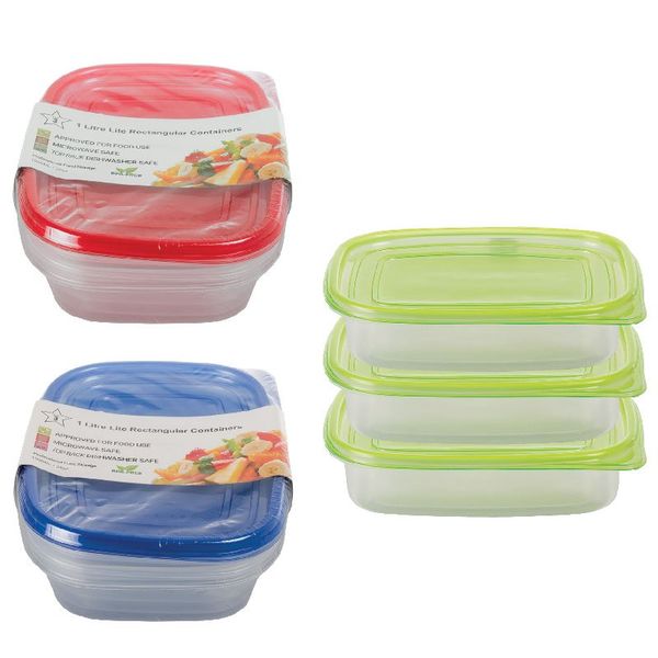 Bulk Pack x 3 Lite Container Set PBA Free 1 Liter 3pcs Per Pack