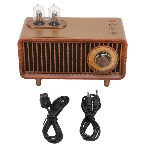 Bluetooth Speaker Stereo Memory Card U Disk AUX Vintage Radio Wood Color