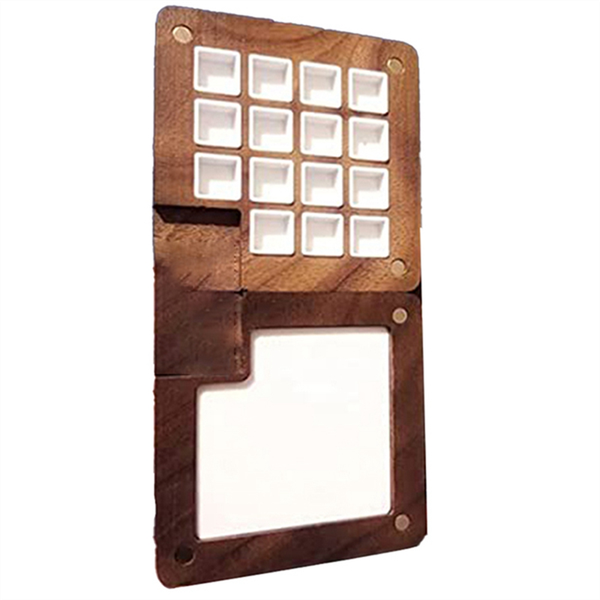 Portable Sketchbook Palette 15 Grids Wooden Mini Travel Paint Palette