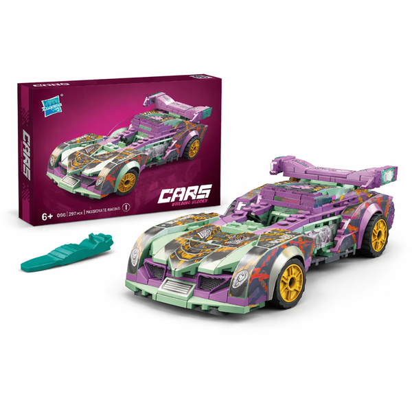 297 Pieces - Building Block Sports Car Model - Purple