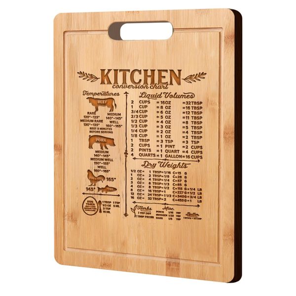 Engraved Bamboo Cutting Board Kitchen Conversion Chart Gifts for Women