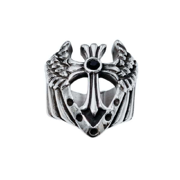 High-grade Stainless Steel Ring - Gothic Cross and Wings