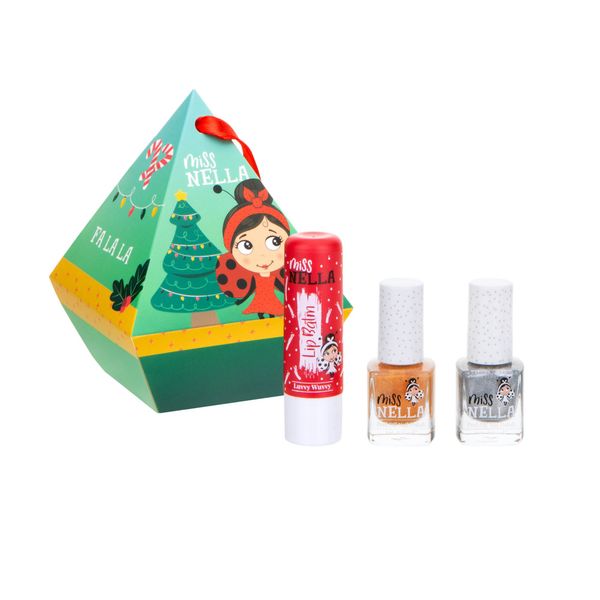Miss Nella - Elfie Festive Diamond Hanger - 2x Nail Polishes &amp; 1x Lip Balm
