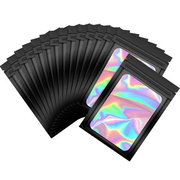 Resealable Holographic Gift travel food bags - 10x15cm - 50pk