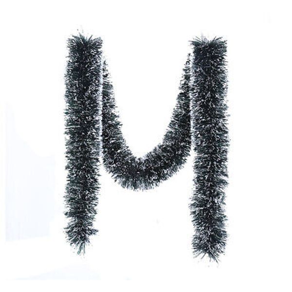 Classic thick Christmas Tree Wired Black Green Tinsel Garland