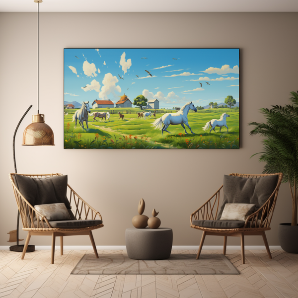 Canvas Wall Art - Horsing Around Barnyard - BK0074