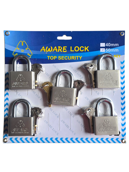 Aware High Strength Master Key Padlock Set - 50mm - 5 Piece