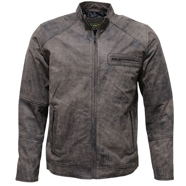 Men's Silver Pink Antique Buff Genuine Leather Jacket MJLJ000002-A
