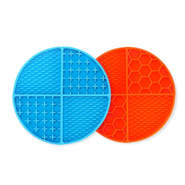 Lick Mat Double Set - Orange &amp; Blue