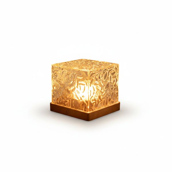 Water Ripple Crystal Cube Night Light 16 Colour Touch Remote Lamp