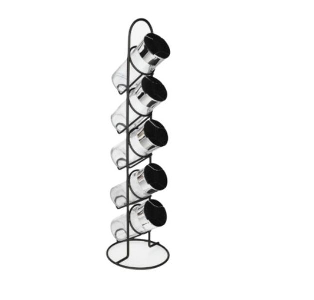 Seasoning Glass Bottle Spice Dispenser Set With Metal Stand 60ml - 6-piece