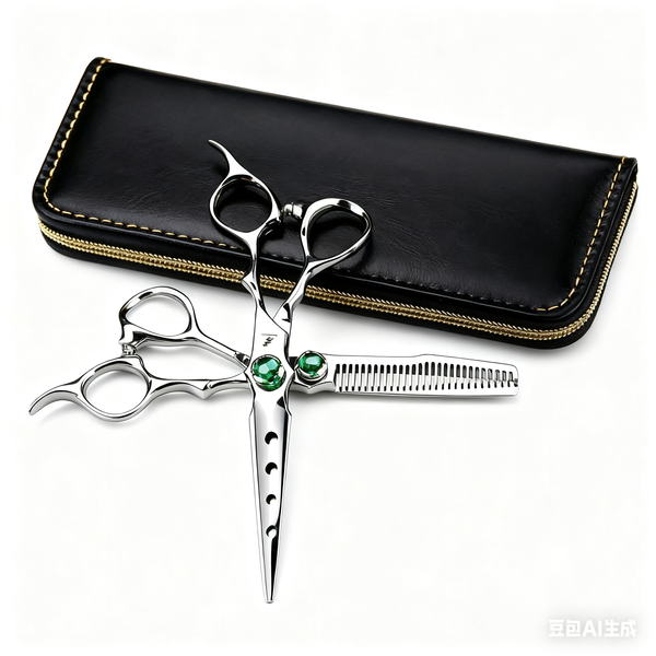 6Inch Green Gem Silver Stainless Steel Hairdressing Scissors Thinning Tool