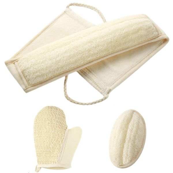 Natural Loofah Sponge Set 3 Pack Body Scrubber Exfoliating Bath