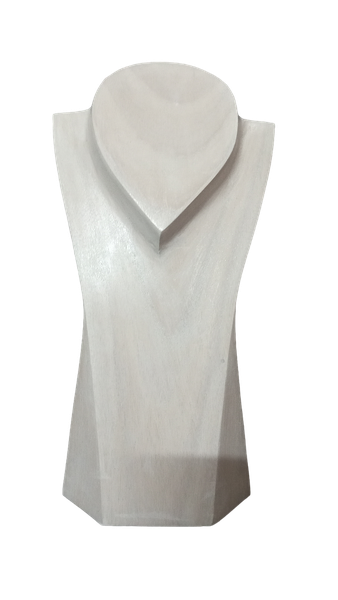 Jewellery Bust Display Gloss White Wood V Neck Stand 30cm