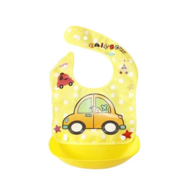 Print Baby EVA Bib with Food Catcher, Waterproof Adjustable Feeding Bib