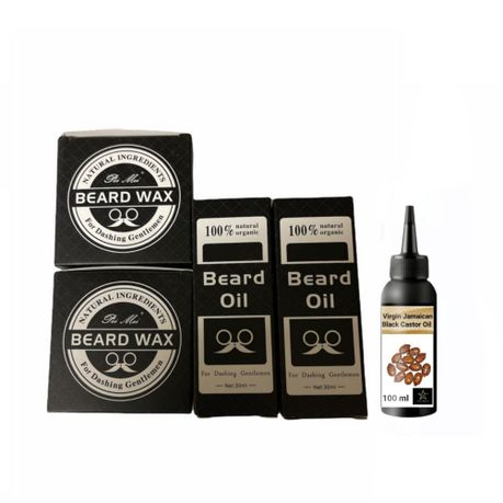2 Set of Men Beard Oil and Wax Plus 100 ml Virgin Jamaican Black Castor Oil  | Buy Online in South Africa 
