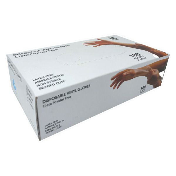 Disposable Vinyl Gloves - Clear Powder Free - 100 Gloves 4 Pack (Medium)