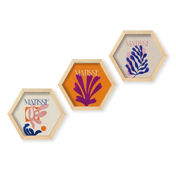 Cape Art Wall Art Pine Hex 3 Piece Collage - Matisse Inspired