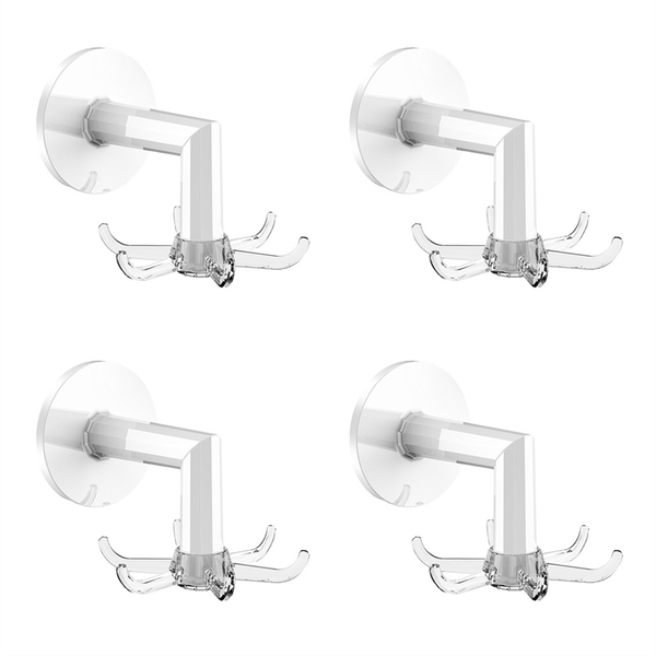4Pcs Rotating Wall-Mounted Storage Rack For Bathtub Transparent-White