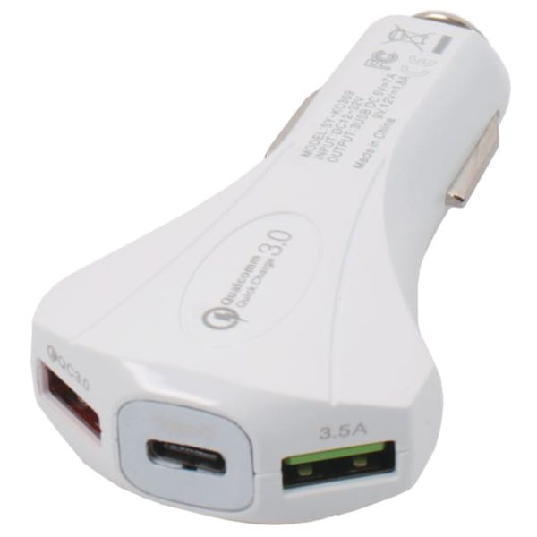 3-Port Quick Charge DC Car Charger- Type A-and C (12-32 Volt)