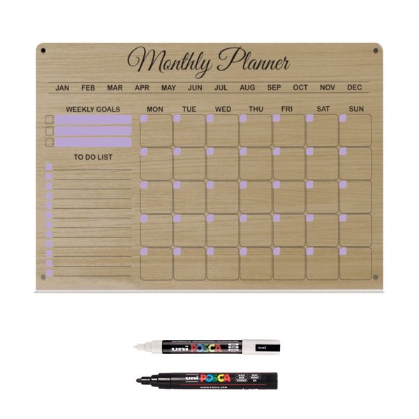 Purple Acrylic Write &amp; Wipe Monthly Planner With image