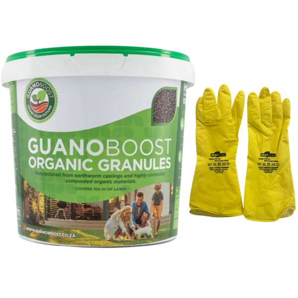 Guanoboost - Pure Organic Garden Fertilizer Granules (8kg) + Gloves Bundle