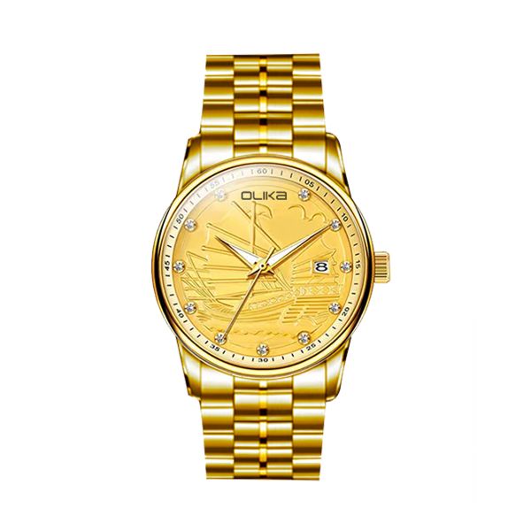 Men's Quartz Watch Stainless Steel Luxury Wristwatch Gold