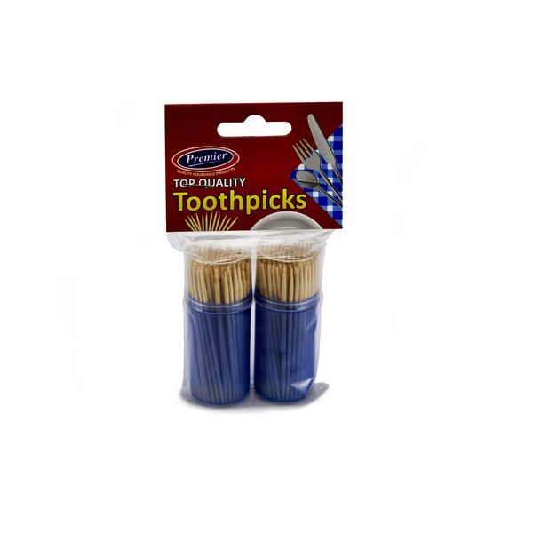 Premier - Top Quality 2 Barrel Birchwood Toothpicks - Blue Container