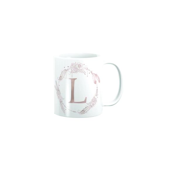 PepperSt Mug -Letter T Rose Gold Pink Initial Monogram