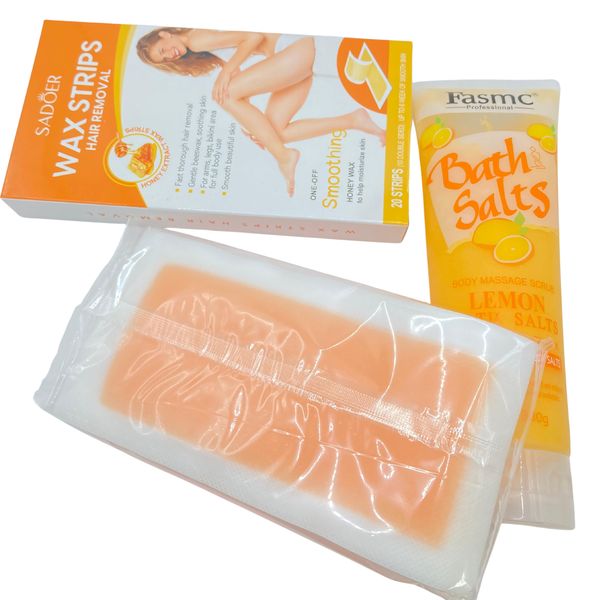 Sadoer Wax Strips Honey And Fasmc Bath Salts Lemon