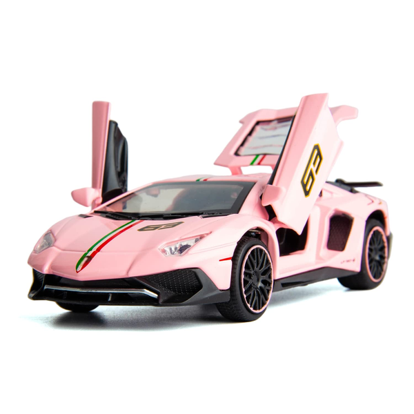 Alloy Pull Back 1:32 Car Model Open Door Pink Children's Toy