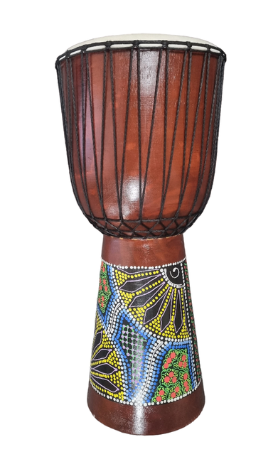 Djembe Hand Drum Painted Flower - 60cm x 28cm