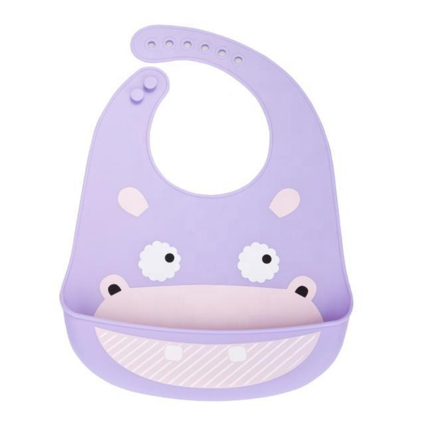 Funny Faces Foldable Silicone Bib: Red
