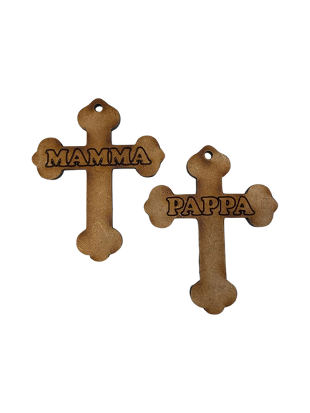 Small Wooden Cross Mamma and Pappa Combo