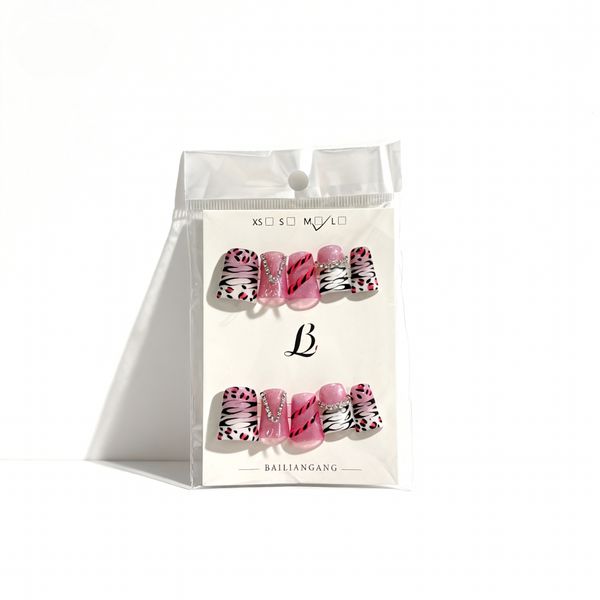 Press On Nails Duckbill Shape Zebra Print Y2K Style