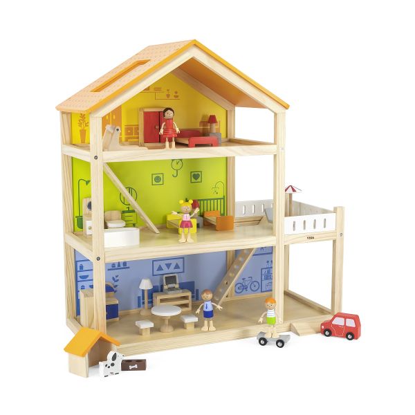 Viga 3 Story Wooden Dollhouse