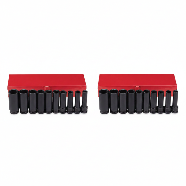 Force 10 Piece Deep Impact Socket Set 11-24mm 1/2 inch Drive - 2 Pack