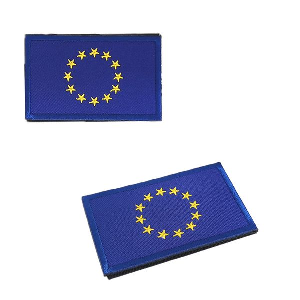 EU European Union Flag Loop and Hook Armband -Pack Of 2- Embroidered- 8x5cm