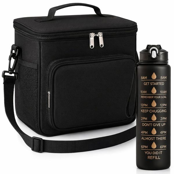 Large Capacity Thermal Insulated Lunch Bag And 900ML Leakproof Water Bottle