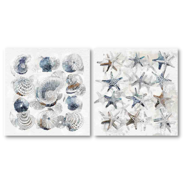 Canvas - Ocean Scene - Shells - Set of 2