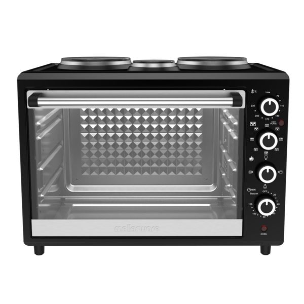 Mellerware Mini Oven With3 Solid Hotplates Steel Black 46L 3500W Horizon 46