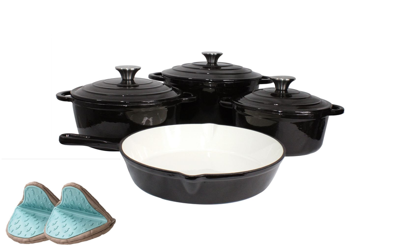 7 Piece Black Authentic Cast Iron Cookware Set