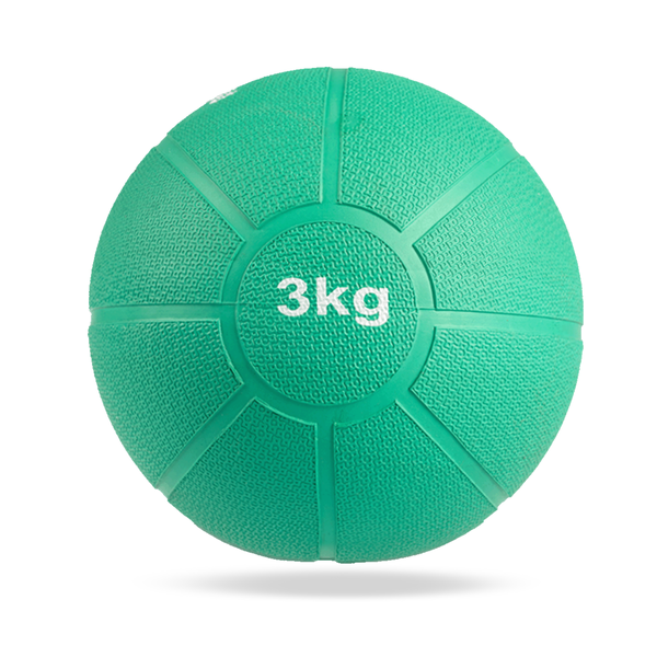 Medicine Ball 3kg - Solid Rubber - Weight Ball for Core Exercises - Green