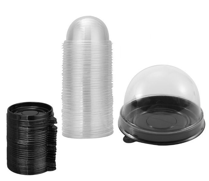 50 Pieces Transparent Dome Shaped Individual Cupcake Containers